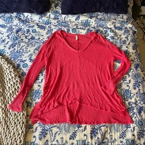 pink/red oversized flowy free people shirt